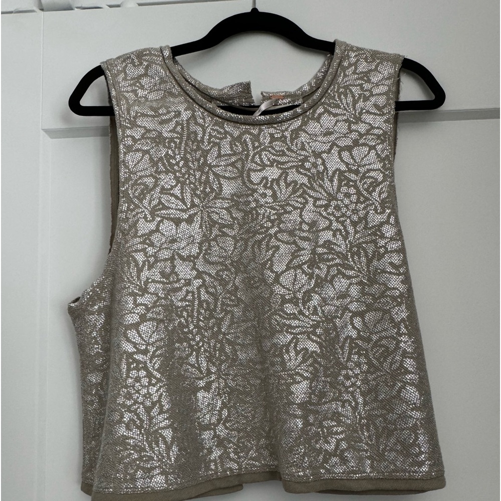 Free People Silver & Taupe Top. Size Medium